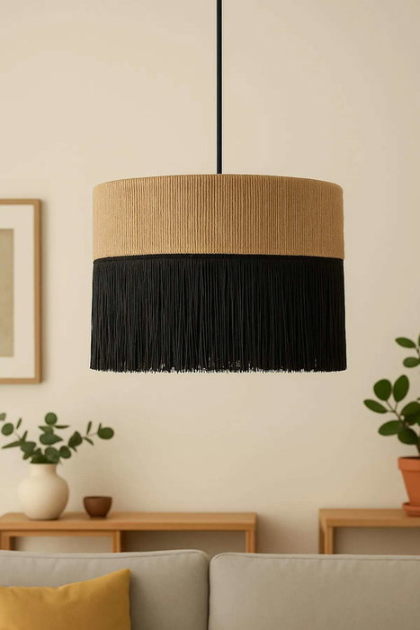 Opviq Tenabra Lámpara de Macramé Beige y Negro Opviq Tenabra Lámpara de Macramé Beige y Negro